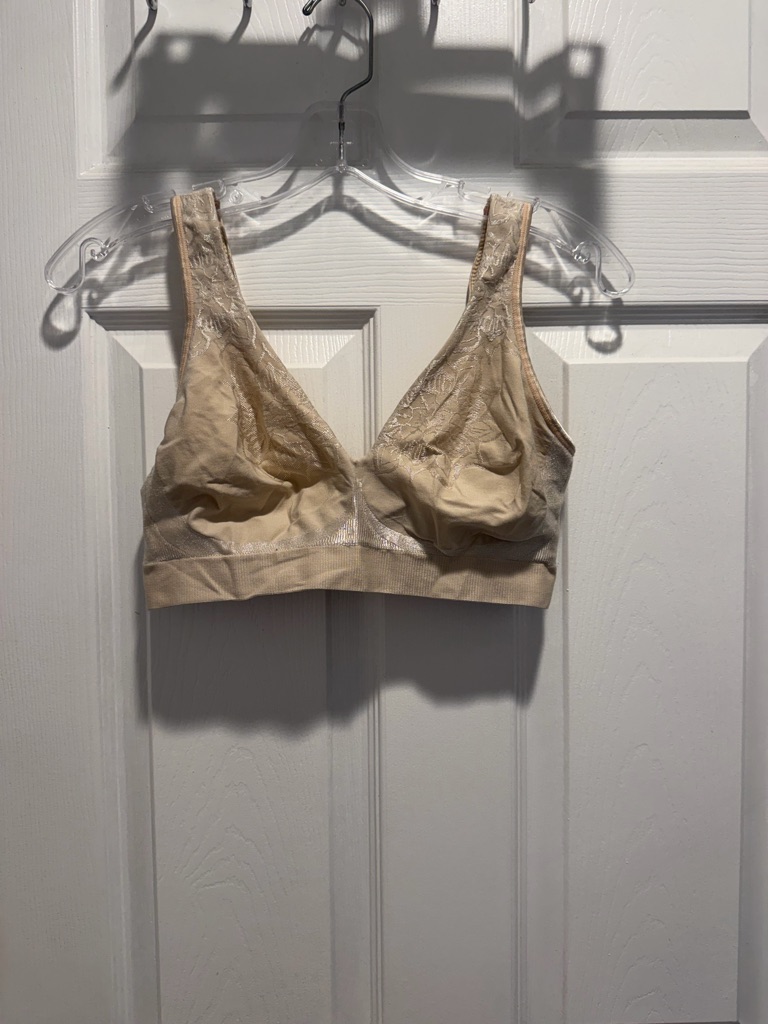 Nude White Floral Lace Bra